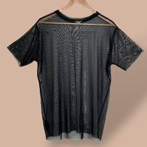 Silence+Noise Urban Outfitters Womens Black Mesh Tee Size Med Goth Grunge‎ Sheer